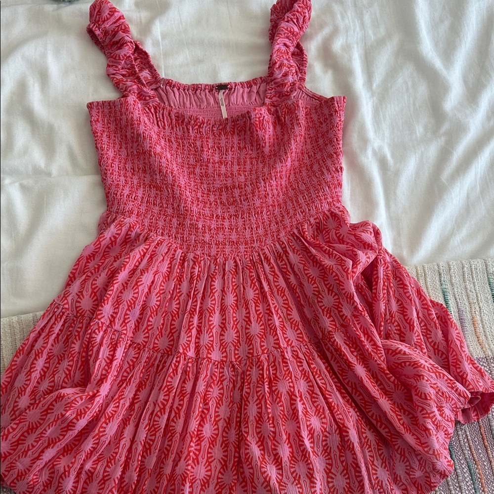 Pink and Orange FP Smocked Mini Dress